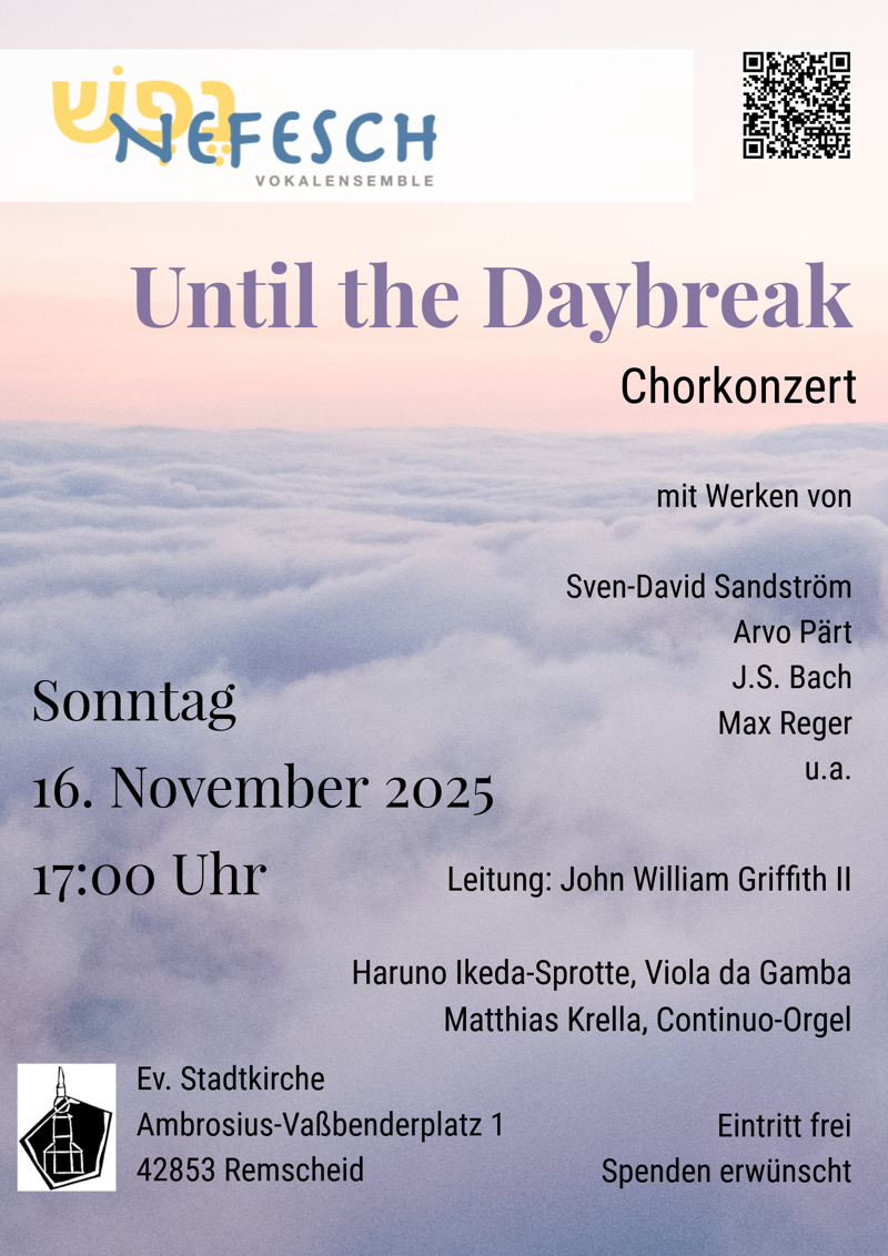 Plakat des Konzerts „Until the Daybreak“ in Remscheid